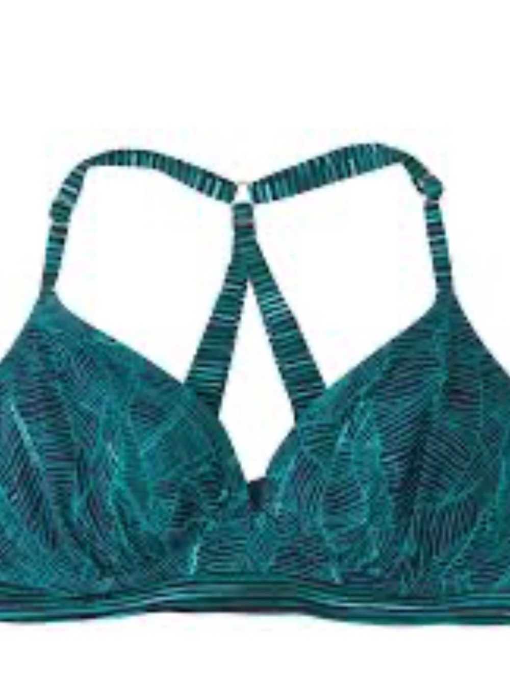 Title Nine Teal and Black Strappy Bikini Top 38D